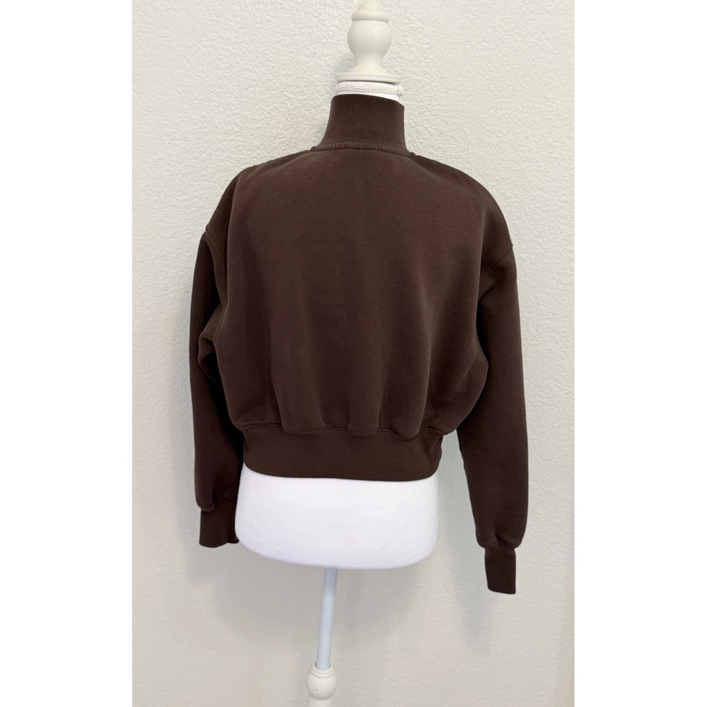 Nike Phoenix Fleece 1/4 Zip Cropped Sweatshirt Brown DQ5767-237 Womens XS - Picture 3 of 6
